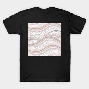 Pretty Pink Waves | Wavy Digital Illustration | Calming Pink, Gray and White Tones T-Shirt